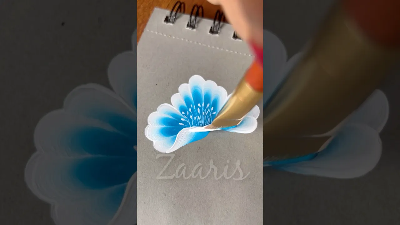 1124 🩵💯🫶🎨🎉🌸 Easiest Blue flower painting 🩵🌿✨🌸🎉💯🎨🫶 #shorts