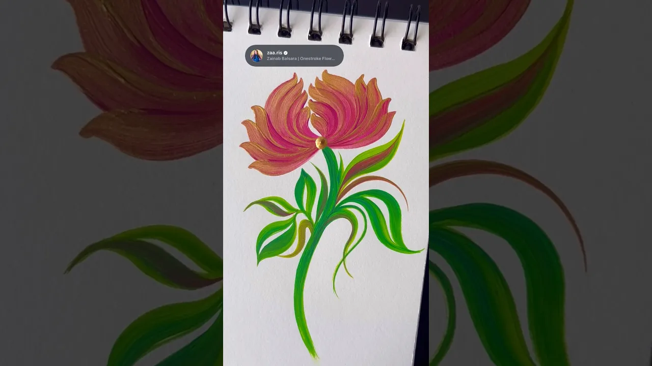 432 💯👌Stunning PINK & GOLD Petrykivka style onion flower 🎨 #art #shorts #gold