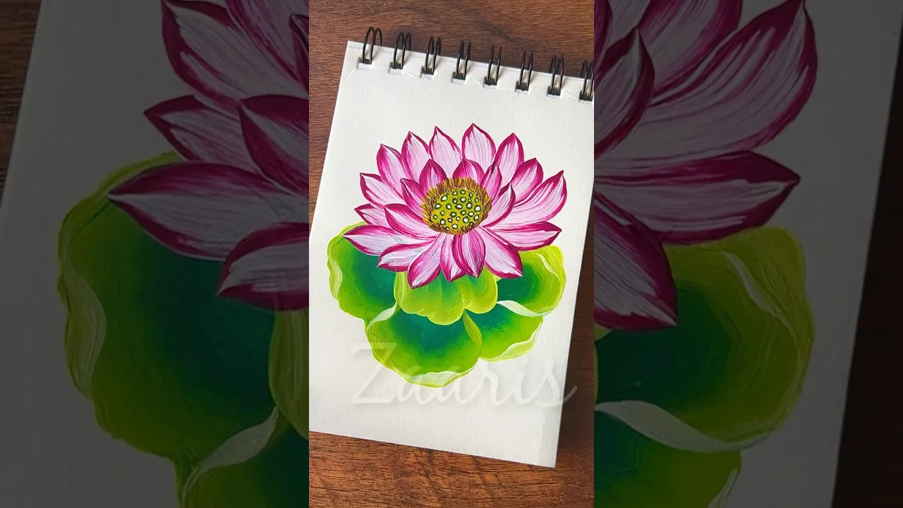 1270 🪷🩷Pretty PINK water lily acrylic painting 🎨🌿💚💖💯🫶✨ #shorts