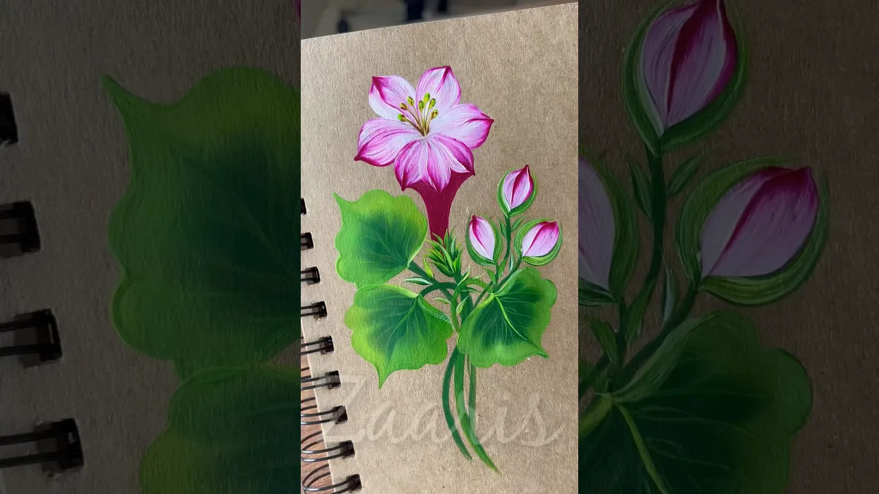 101 Beautiful PINK flower painting design using acrylic 🖌️🎨🌺#shorts #art #pink #design #flowers