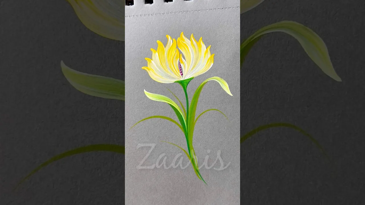 933 💛🎨💯🫶Simple YELLOW flower painting using acrylic paints 🎨🫶💛💯 #flowerpainting #shorts #art