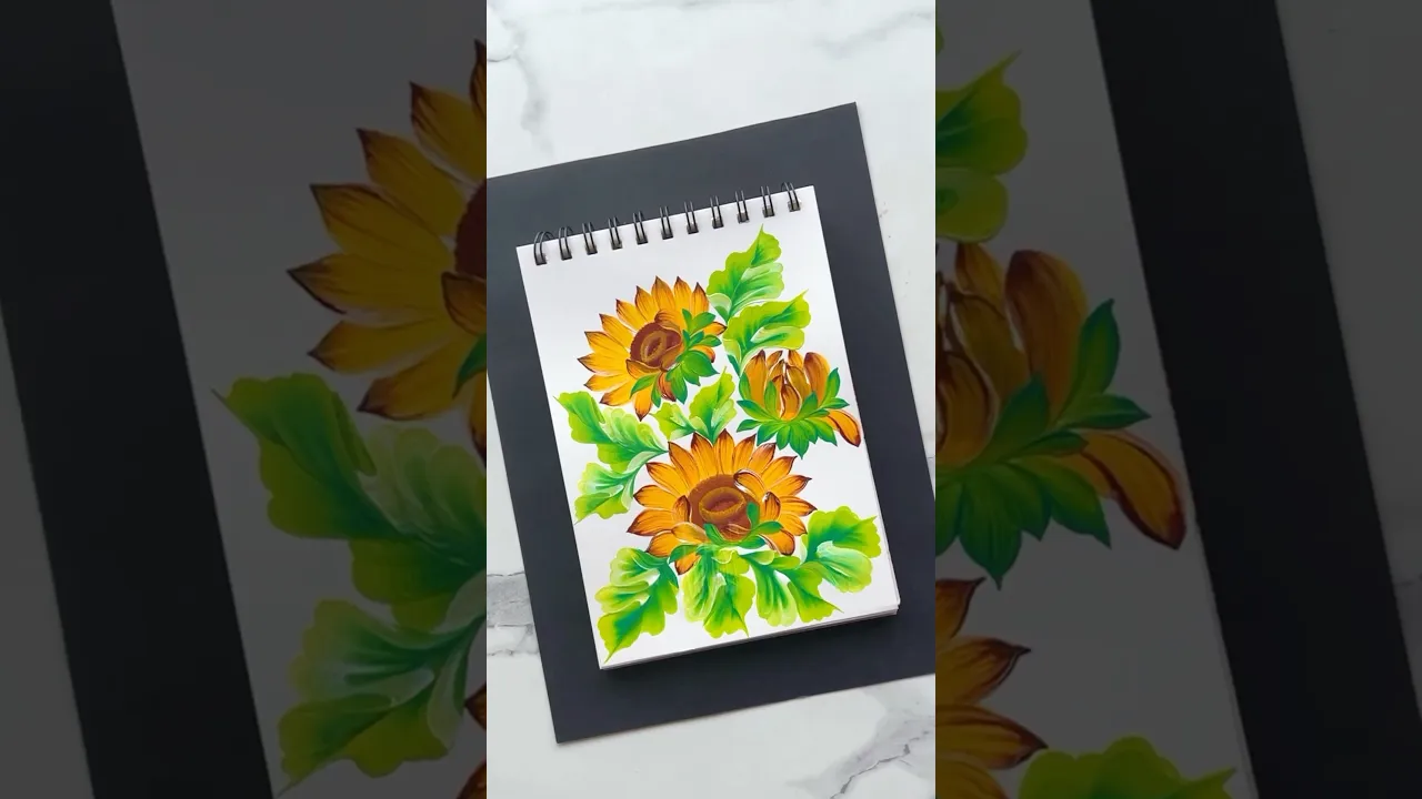 1302 🌼🌻 Beautiful Sunflowers Onestroke acrylic artwork 🎨🌿💯 #shorts