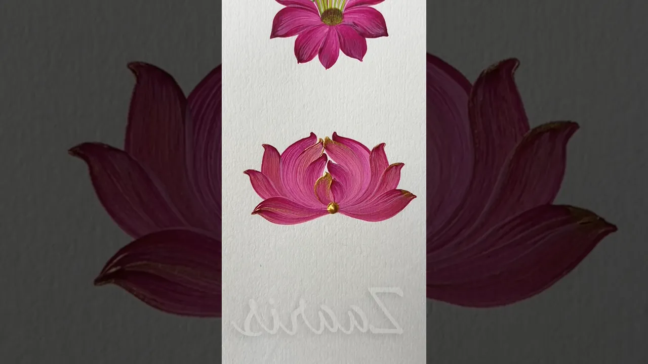 338 🌸💖PINK acrylic flower painting 🌈🎨 #flowerart #art #flowers #flowerpainting #beginnerfriendly