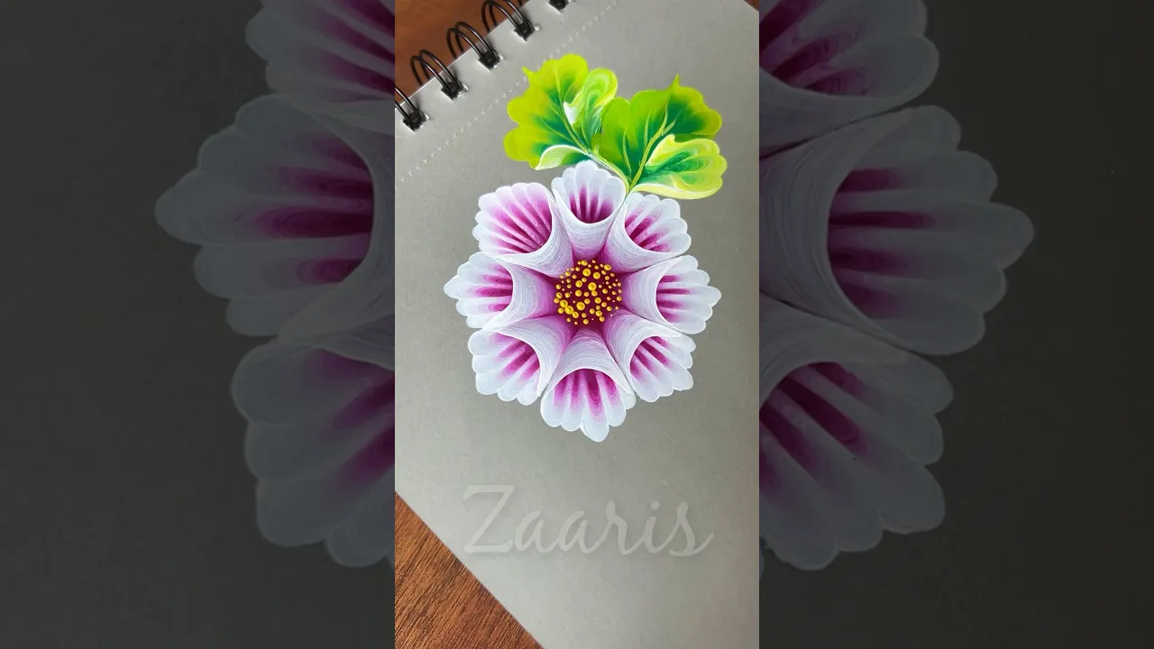 1217 🌸🌿💖🫶💯Vibrant PINK & WHITE floral motif design painting using acrylic paints🎨🎉🎊💯 #shorts