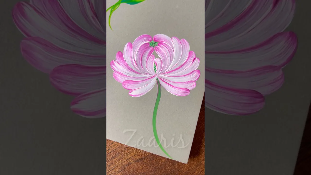 1178 🌸🌷💯🌿🎉Pretty PINK easy flower painting ,using acrylic paints 🎨🌿🌺🌸🎉🌷🫶🎊🌹💯💖 #shorts