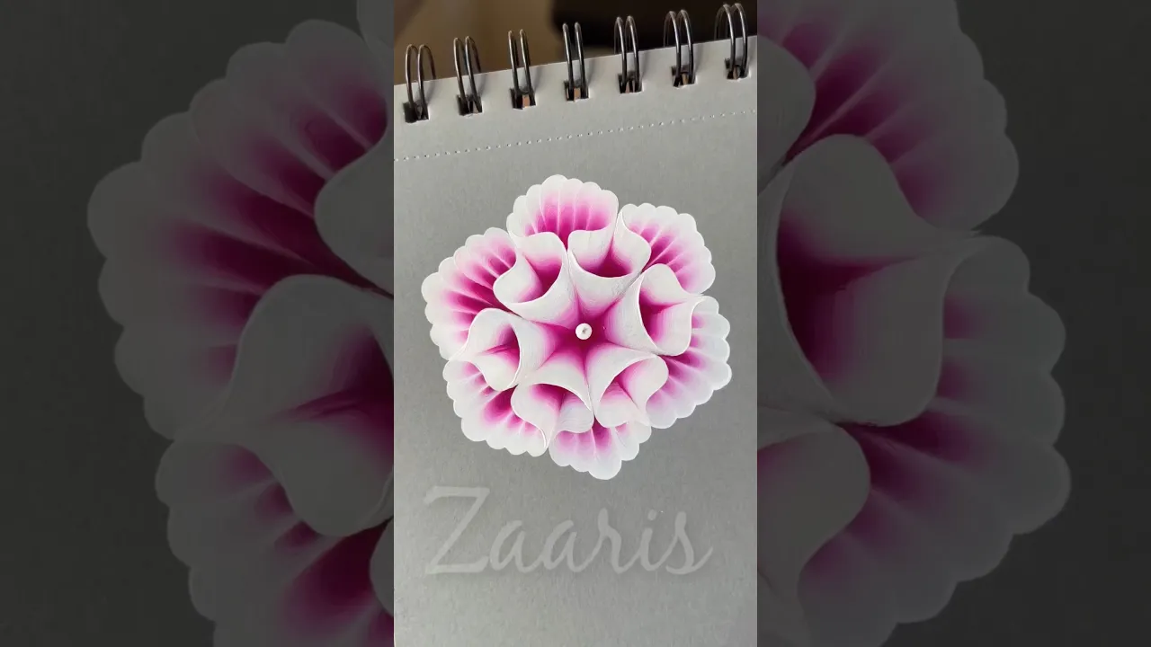 159 3D One Stroke PINK flower🎨acrylics🌸 #shortsviral #3d #acrylic #floraart #ytviral #art #drawing