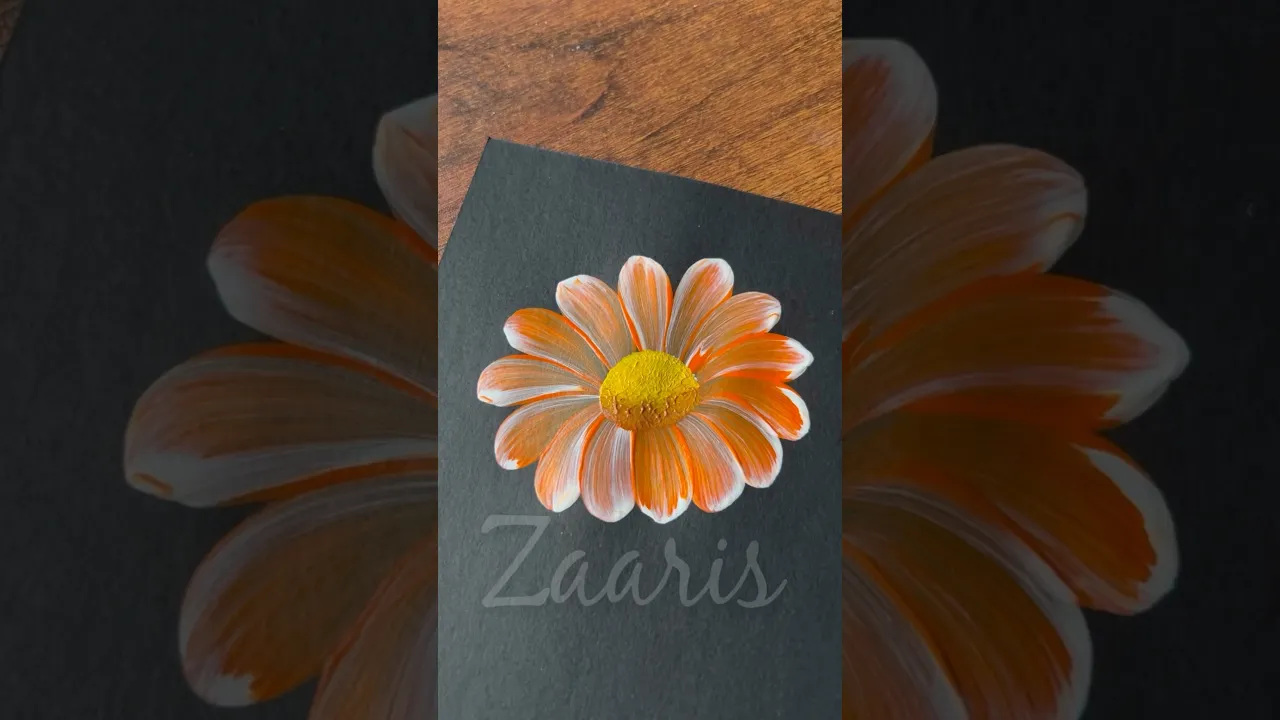 1100 🌸🌼🧡🤍🧡Easiest Round brush flower painting idea, using acrylic paints 🤍🧡🤍🌼🌸 #shorts