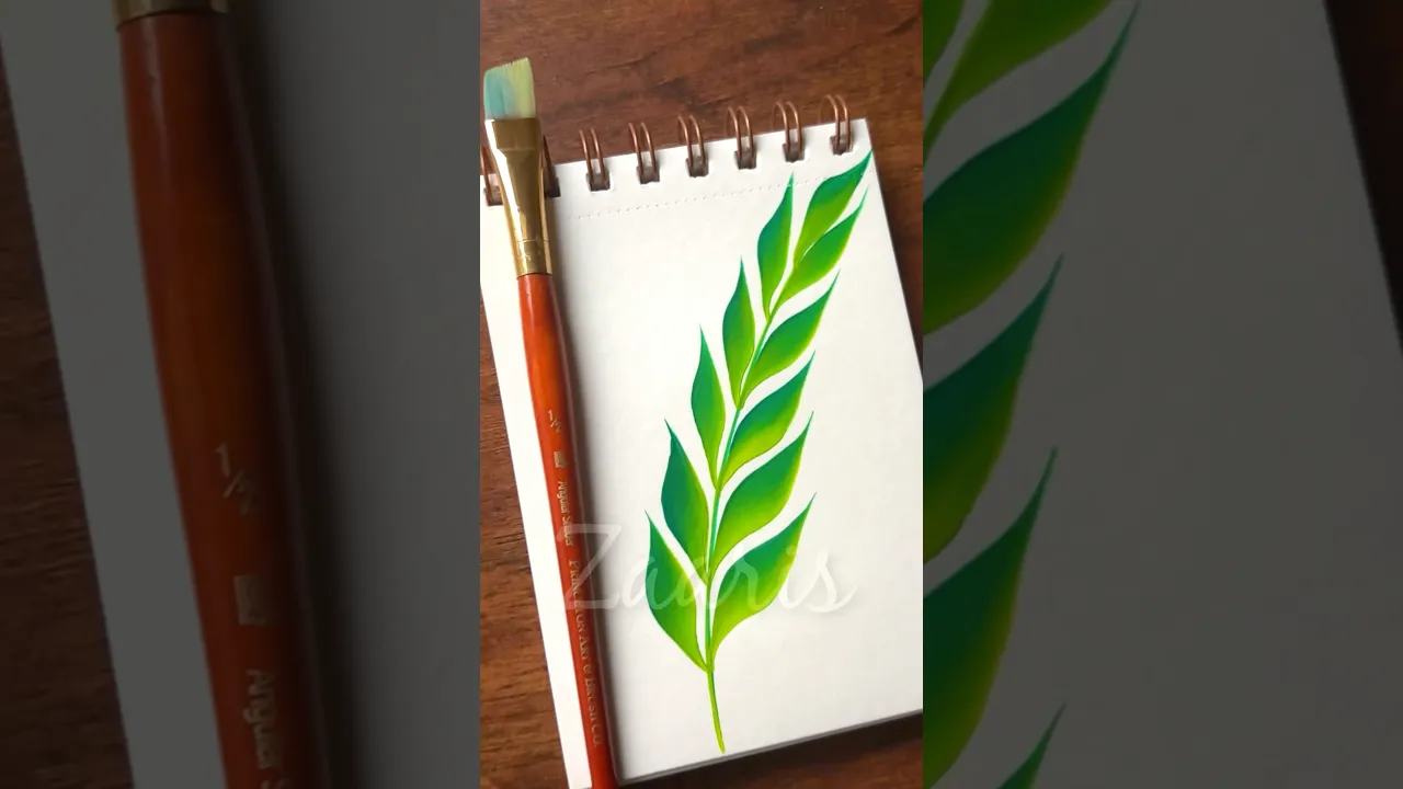 1135 🌿💚💯🎨💖Elegant GREEN LEAVES painting, using acrylic paints 🎨🌿💚💯🎉👍🏻🫶✨ #shorts