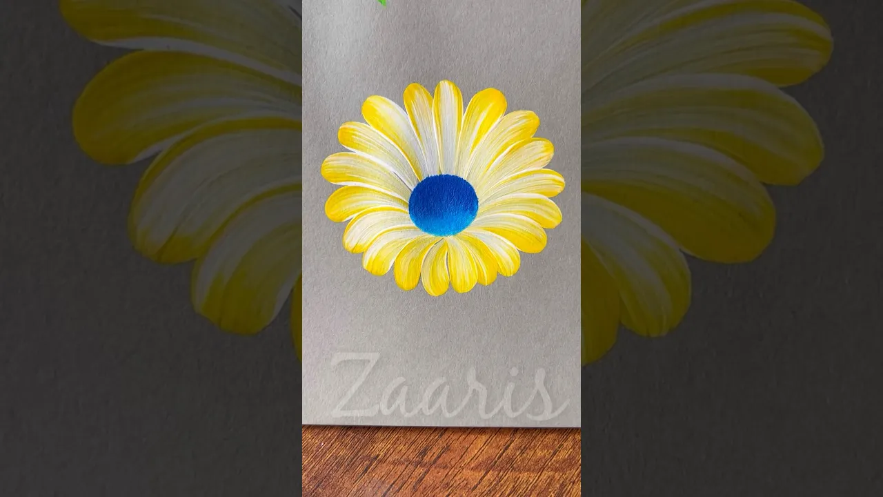 1021 🌼💛💯Simple round brush flower painting using acrylic🎨 #flowerpainting #shorts #art