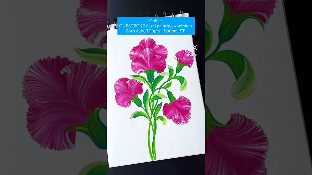 1119 🌺🎨Online ONESTROKE floral painting workshop, WhatsApp 9769447432 to register 🎨🫶
