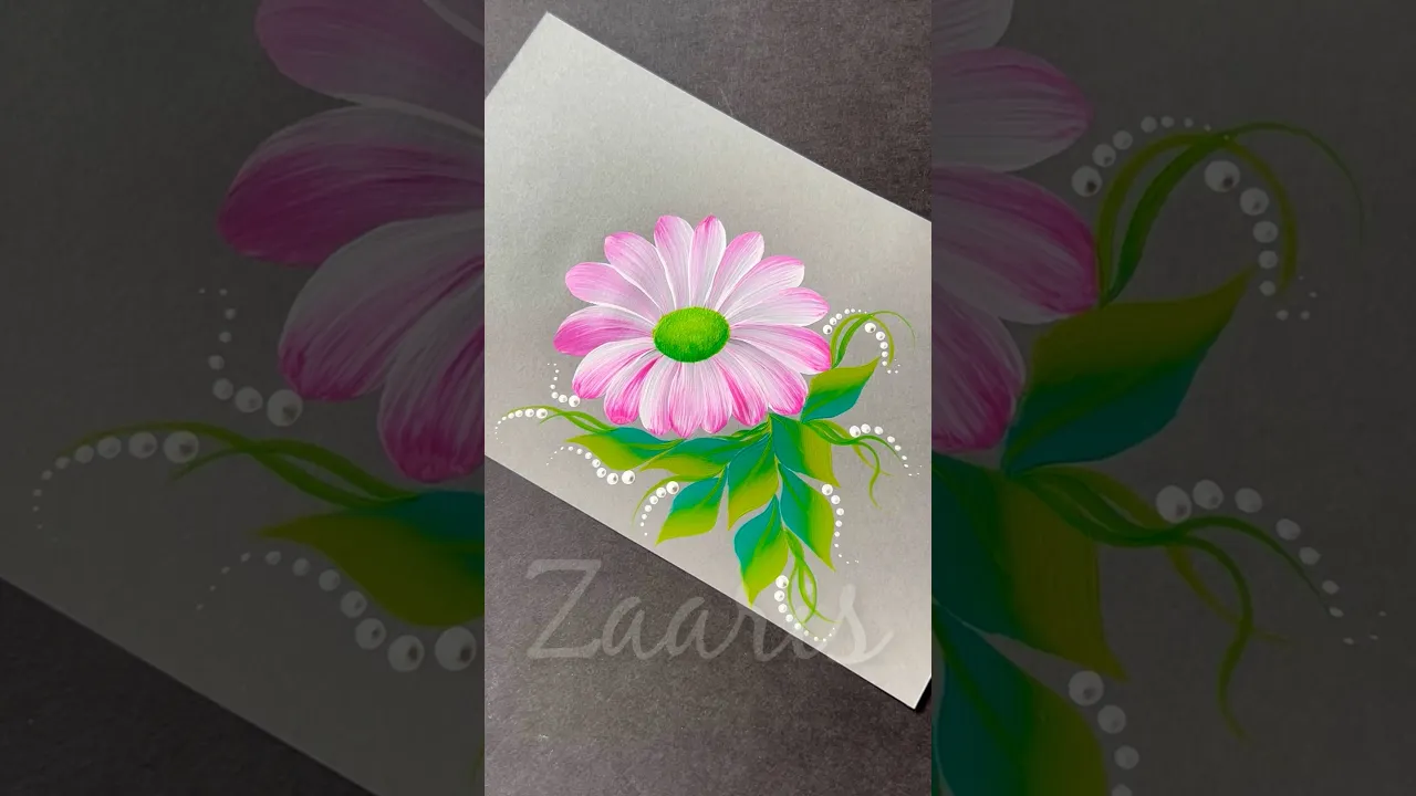 900 💖💚💯🫶🎨Simple PINK flower painting using acrylic 🎨💯🫶 #flowerpainting #shorts #art