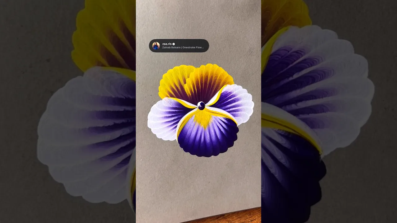 440 💜💛One Stroke PANSY flower acrylic painting🫶🏻🖌️🎨