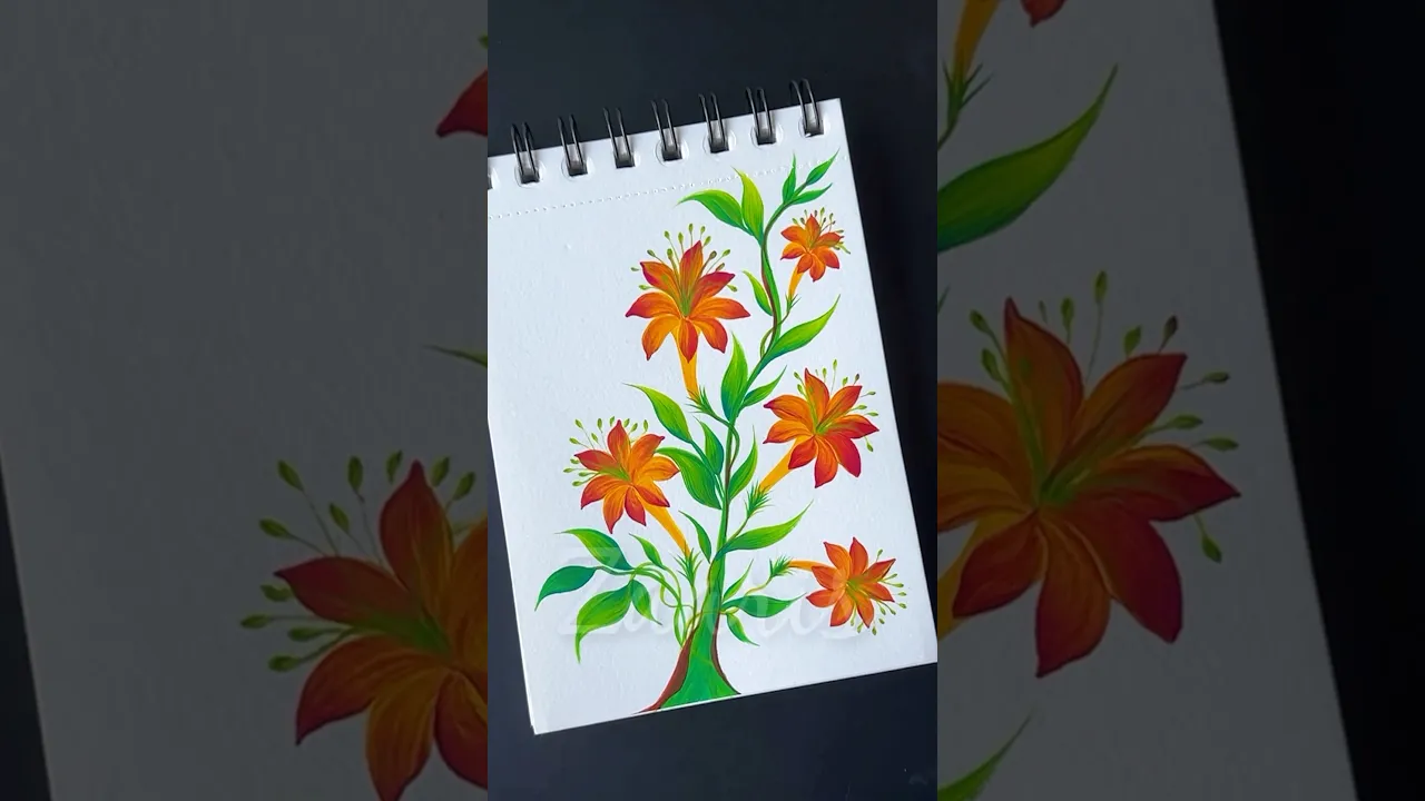 1197 💯🌼🌿🌺🌸❣️🌿🎨Vibrant Flowers painting, using acrylic paints 🎨🌿🌸💯🎉🎊🫶 #shorts