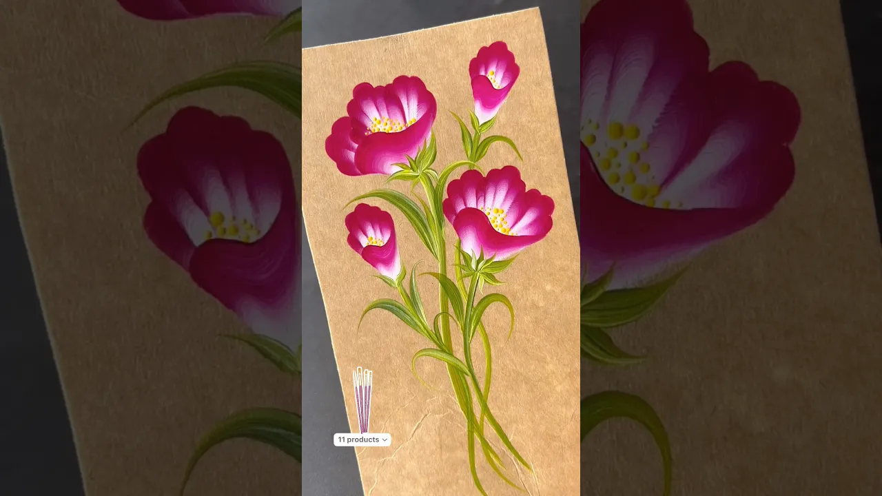 404 🌺🥀💐🌷Pink acrylic painting tutorial 👌💯🎨🌈 #art #flowers #flowerpainting #shortsviral