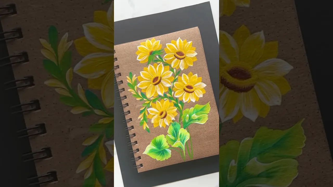 1321 🌼Stunning YELLOW flowers acrylic painting 💐🌿 #shorts