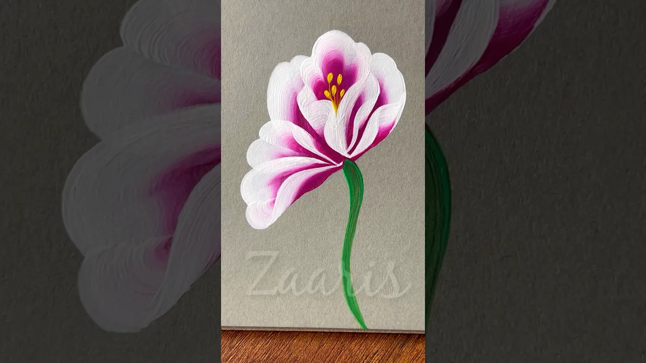 1015 💖🎨🫶Simple Onestroke pink flower paining using acrylic🎨 #flowerpainting #shorts #art