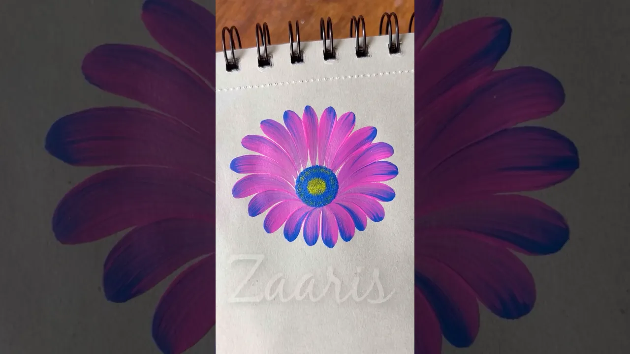 1009 💙💖🎨💯Easy flower painting with a round brush & acrylic🎨💙💖 #flowerpainting #shorts #art