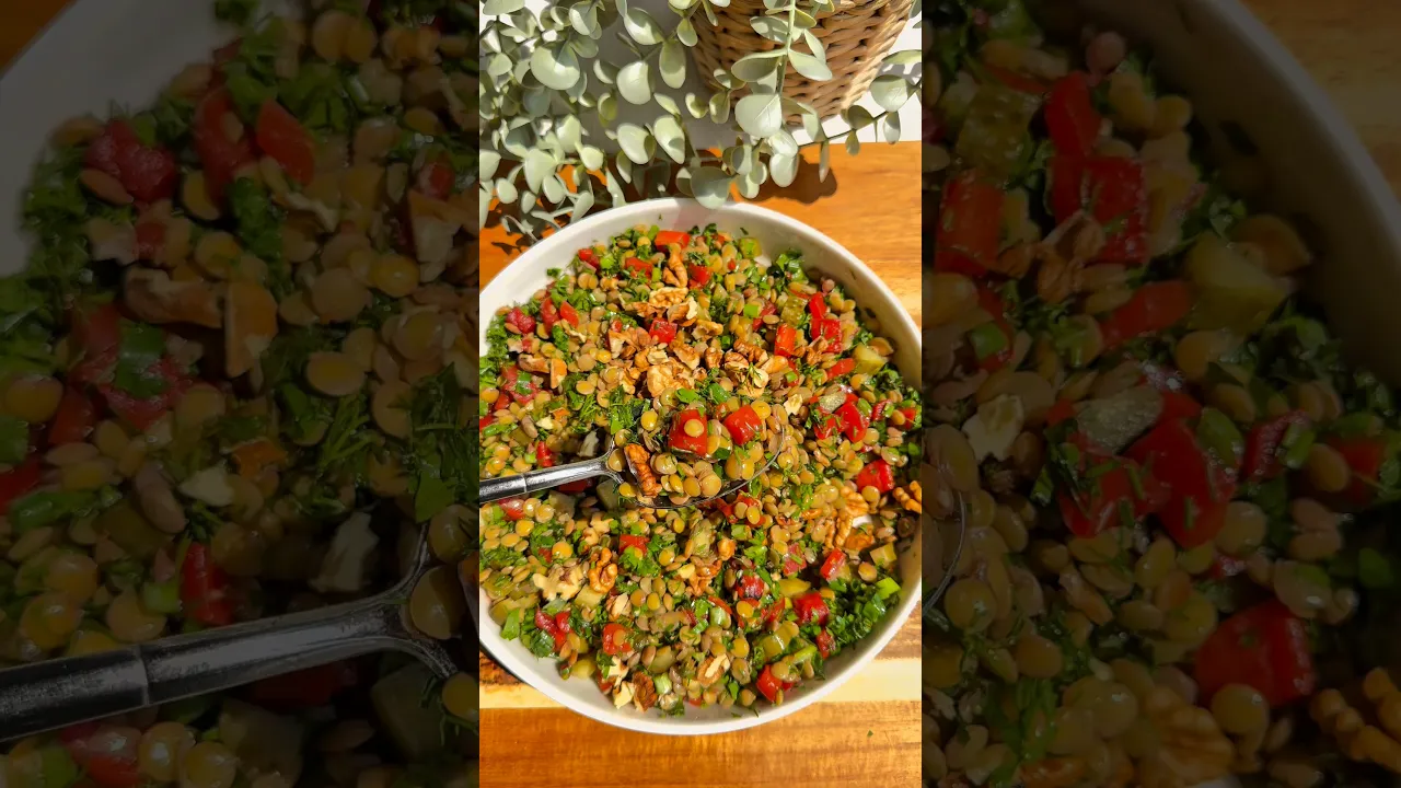 Bol proteinli yeşil mercimek salatası😍 #recipe #food #tarif #pratiktarifler #globalcuisine #dessert
