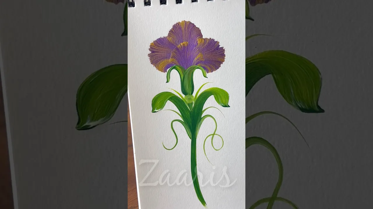 15 💜WOW✨Stunning PURPLE GOLD flower🪻acrylic painting 🫶💯#shorts #viral #purple #gold #wow #flowers