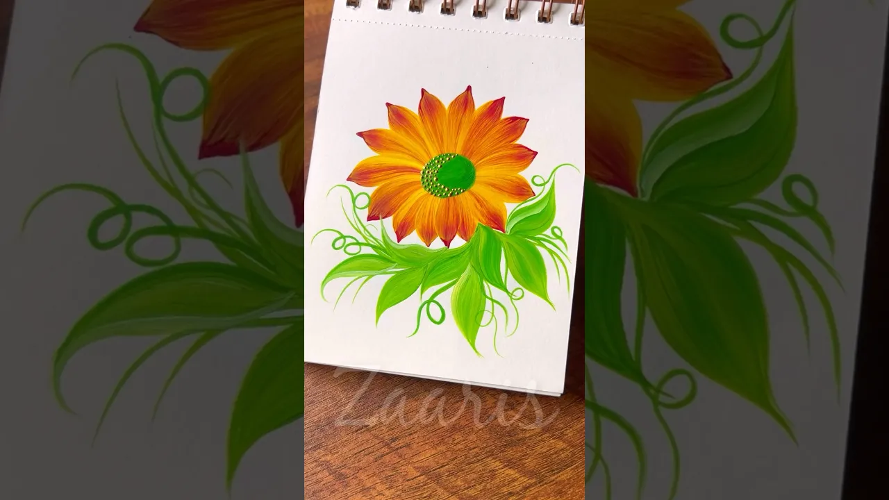 1107 🌼🎨❤️💛 Vibrant Yellow flower painting, using acrylic paints 🎨🌼💯✨❤️💛 #shorts