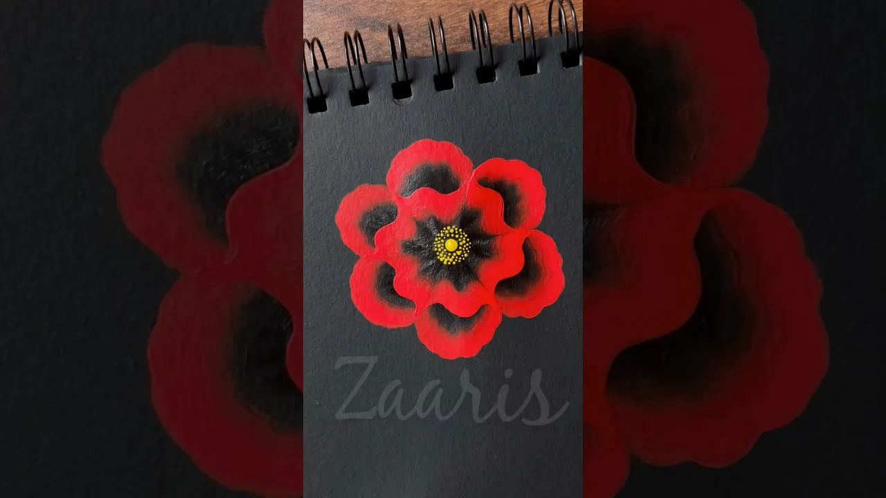 1060 🫡❤️🖤🎉🫶Simple Onestroke RED flower painting trick,using acrylic paints ❤️🖤❤️💯 #shorts #art #red