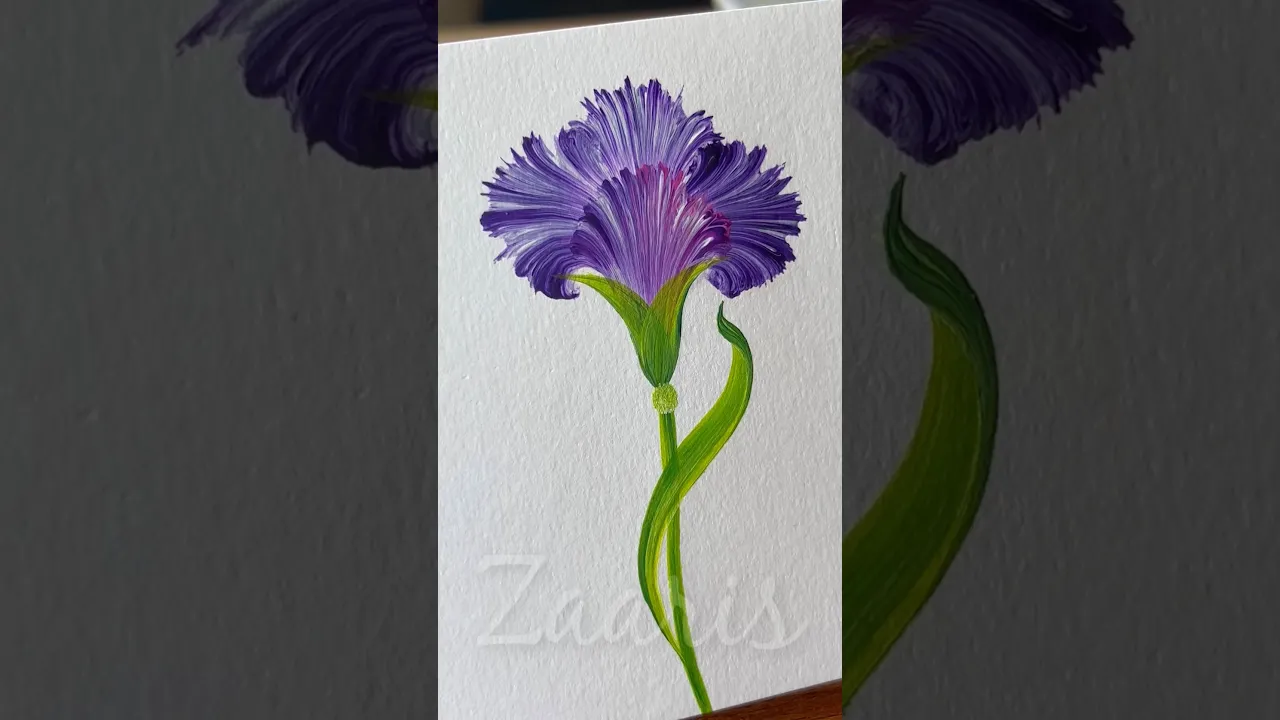 100 🪻💜Simple PURPLE flower acrylic painting🎨🖌️ #shorts #purple #acrylicpainting #viral #simple #yt
