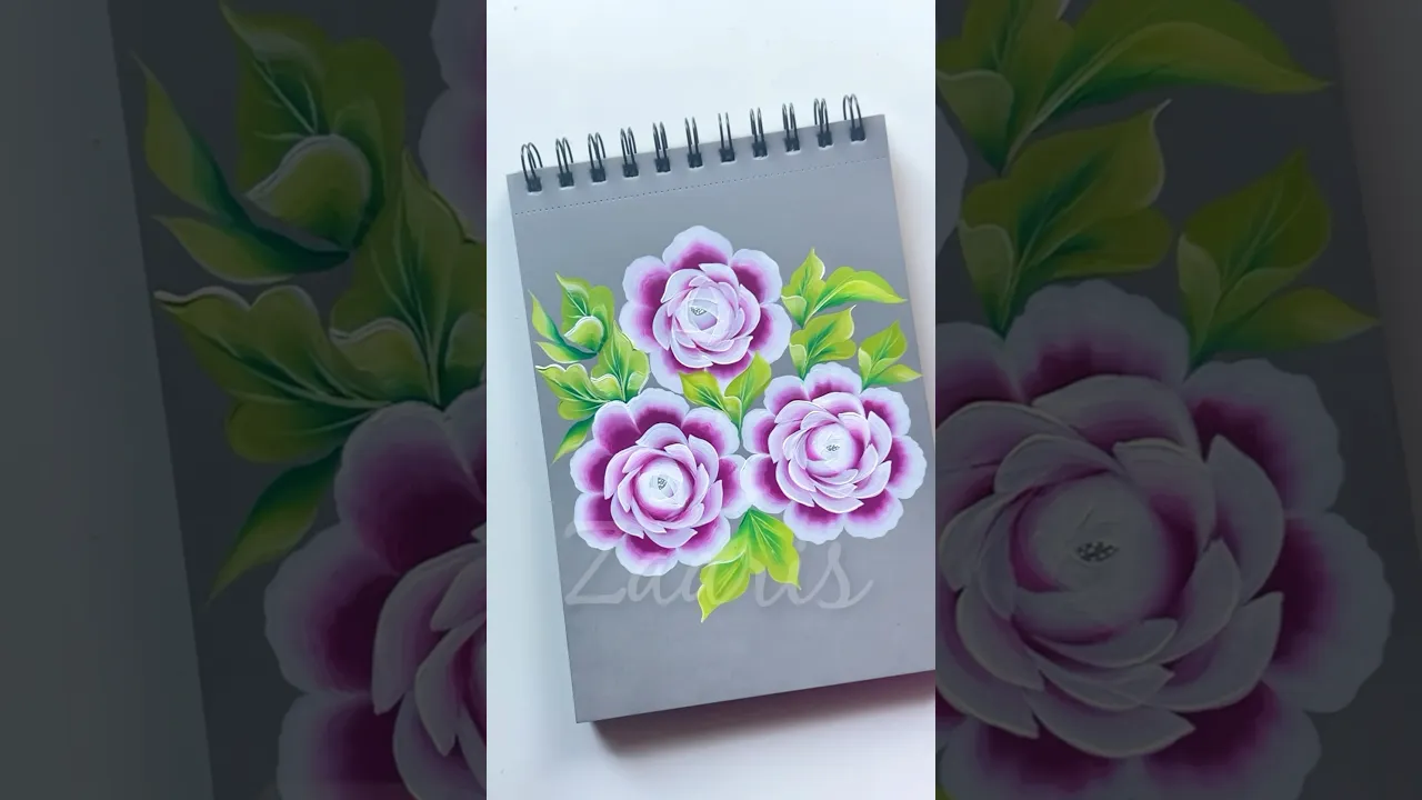 1274 🌸🌿Pretty PINK FLOWERS Onestroke painting using acrylic paints 🎨💞💯🫶✨ #shorts
