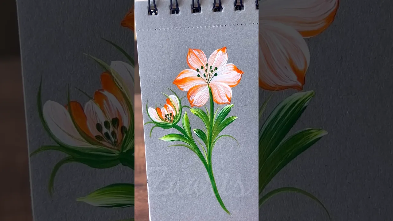204 🧡💯One Stroke painting, ORANGE Flowers with acrylic 🎨🖌️ #shorts #orange #art #viral #acrylic