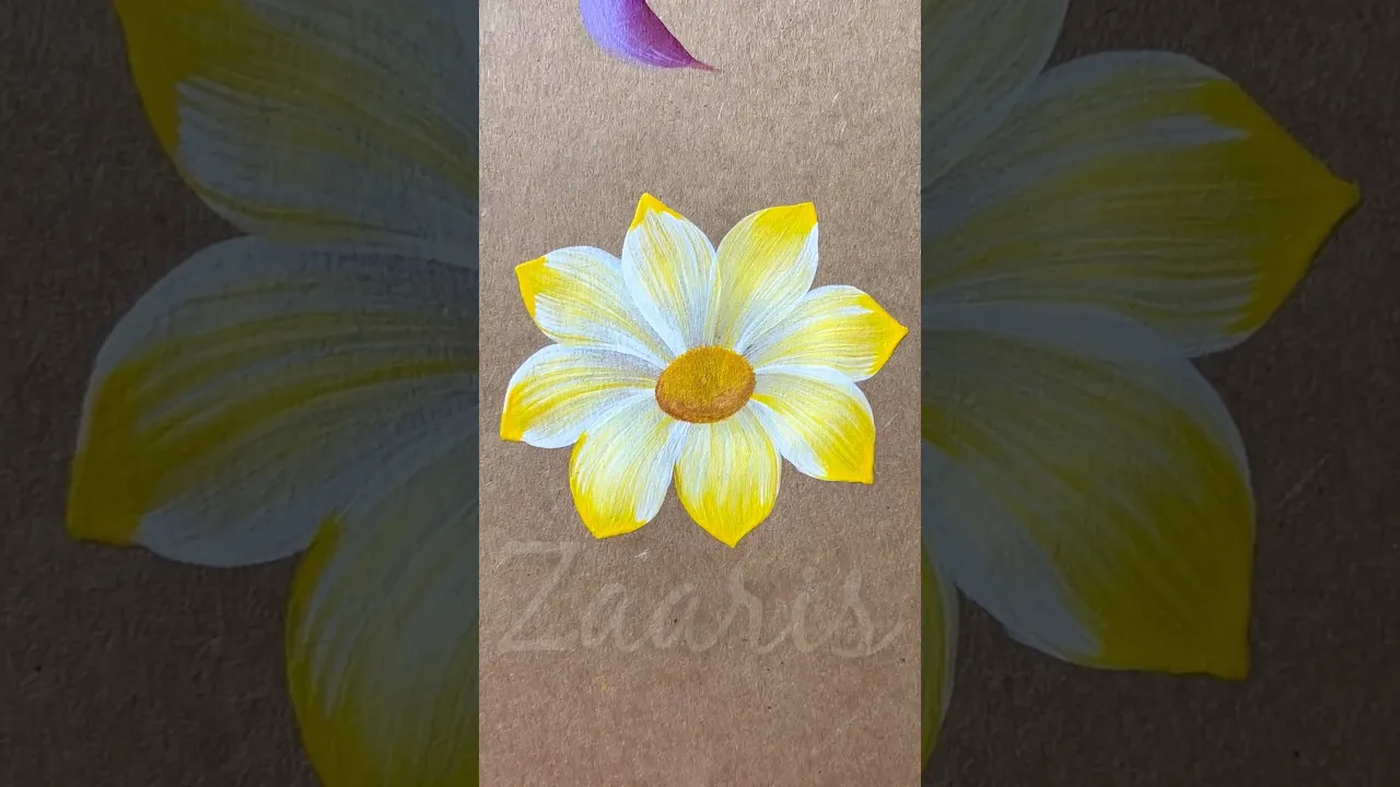 948 💛🤍🫶💯Simple YELLOW flower painting using acrylic paints 🎨🫶 #flowerpainting #shorts #art