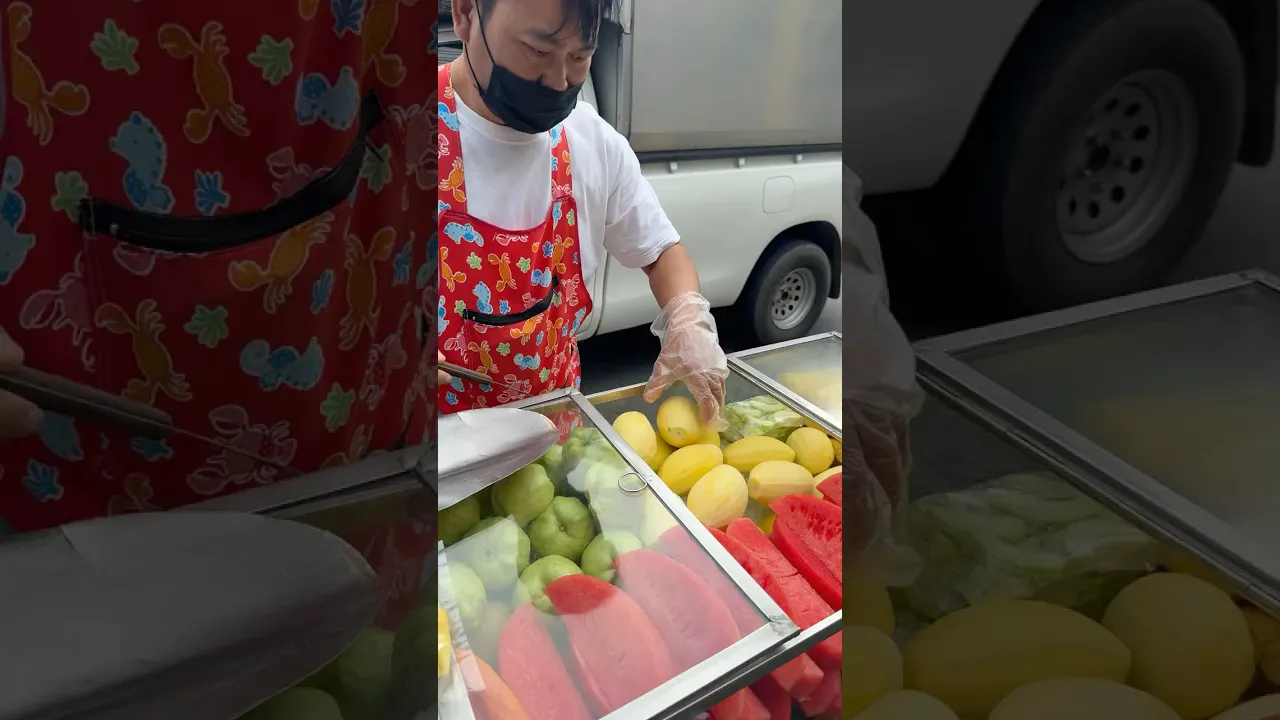 Best Fresh Fruit Peeling in Bangkok !!Thai Street Food