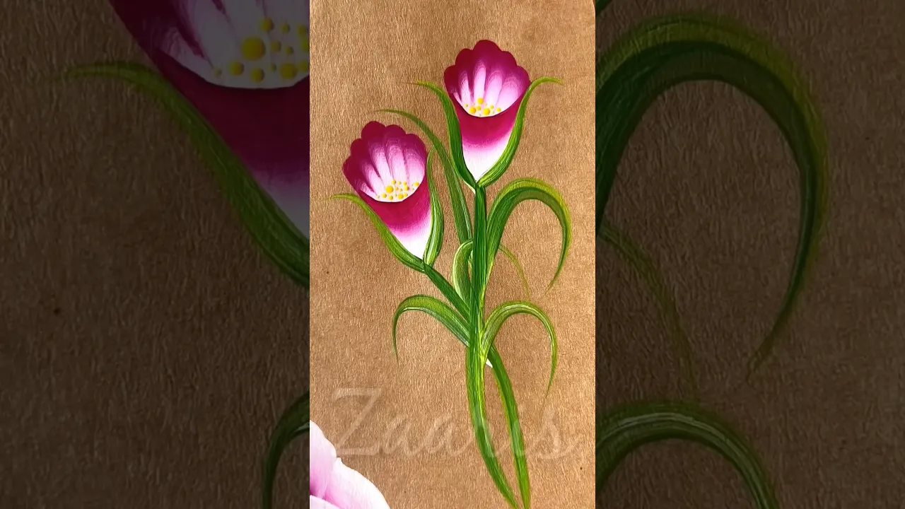 230 🌸Pink flowers 🌺acrylic painting 🎨🖌️ #shorts #flowers #art #painting #flowerdrawing #flowerart