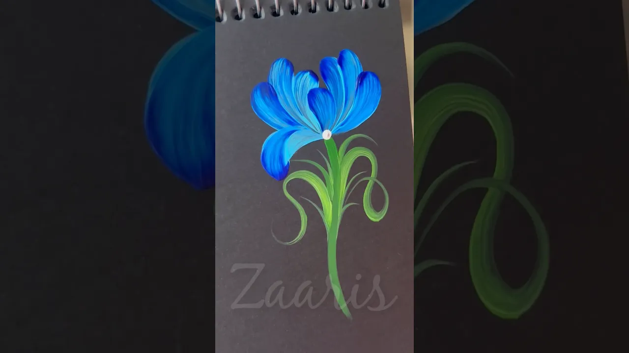 118 Simple acrylic BLUE flower painting 💙🩵 #shorts #viral #blue #flowerpainting #beginners #reels