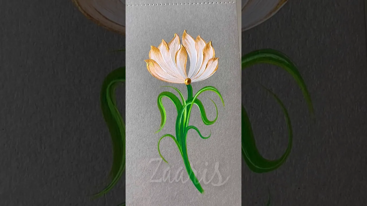365 🫶💯👌EASIEST gold flower painting🎨 #acrylic #beautifulflowers #beginnerfriendly #easypainting