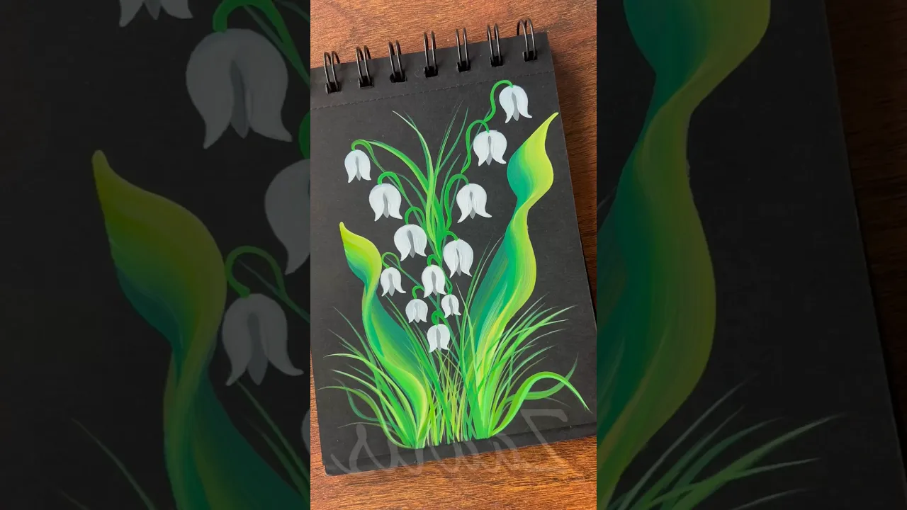 363 Lily of the valley painting 🌼 #lily #art #flowerart #painting #shortsfeed