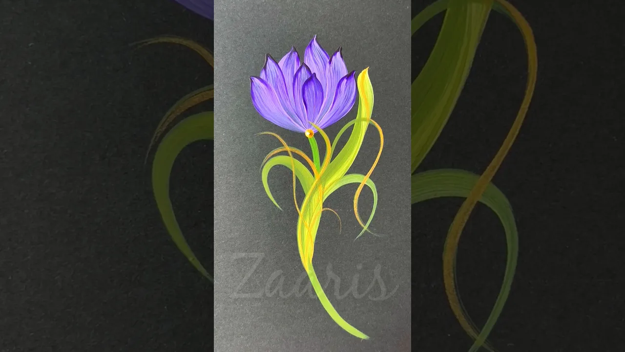 492 💜🤍Acrylic flowers, one stroke at a time 🎨💜