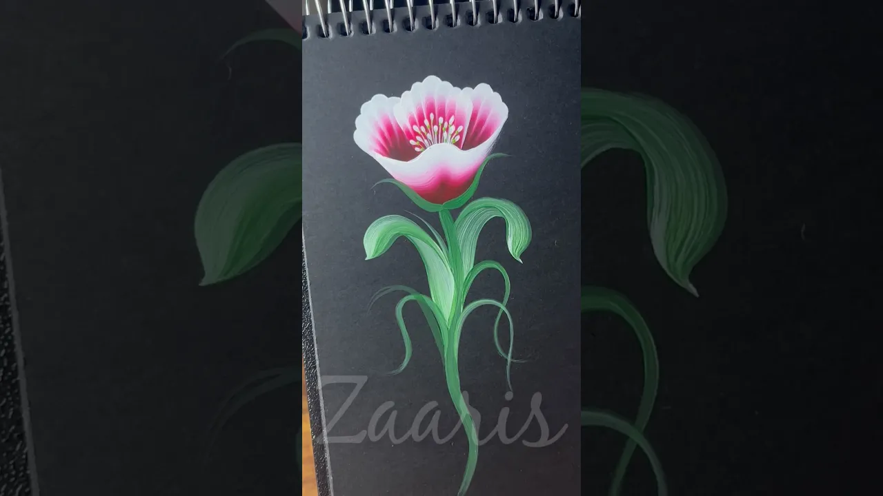 132 RED flower🌺 one stroke 🎨🖌️ technique💯#shorts #painting #viral #redflowers #paintingtechniques