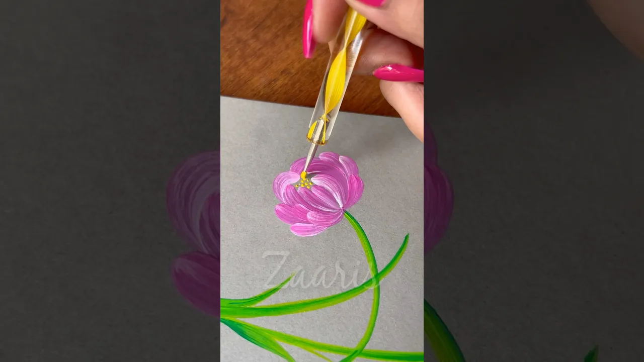 1011 🌺🌸🌿🩷Simple PINK flower painting using acrylic 🎨 #flowerpainting #shorts #art