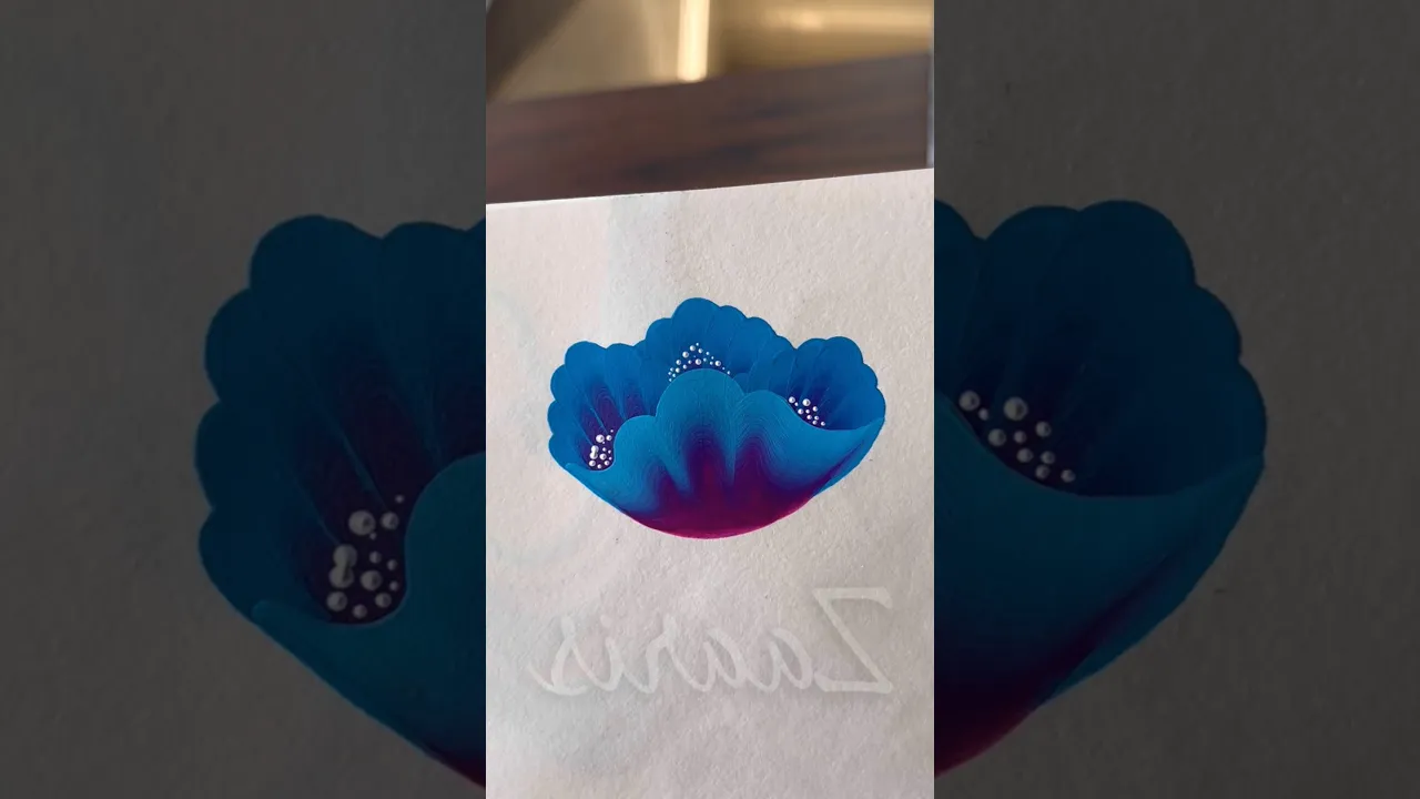 358 Simple One Stroke flower painting 🩵💖 #shortsfeed #painting #flowerpainting #beginnerfriendly