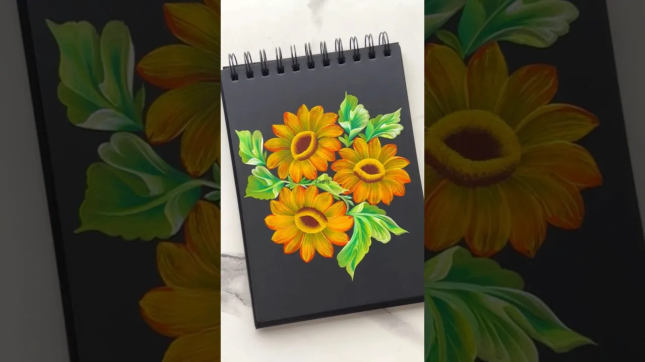 1377 🌼YELLOW ONESTROKE FLOWERS 🎨🫠🎨🫶 #wow #shorts #yellow