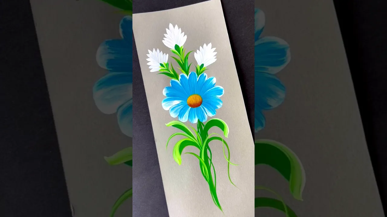 456 So relaxing… watch till the end🌺🩵 #shorts #youtubeshorts #artshorts #painting #artclass