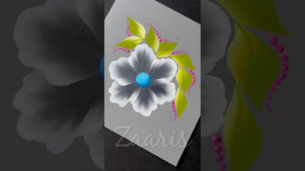 927 🎨🫶💯🌿Simple ONESTROKE flower painting design using acrylic 🎨 #flowerpainting #shorts #art