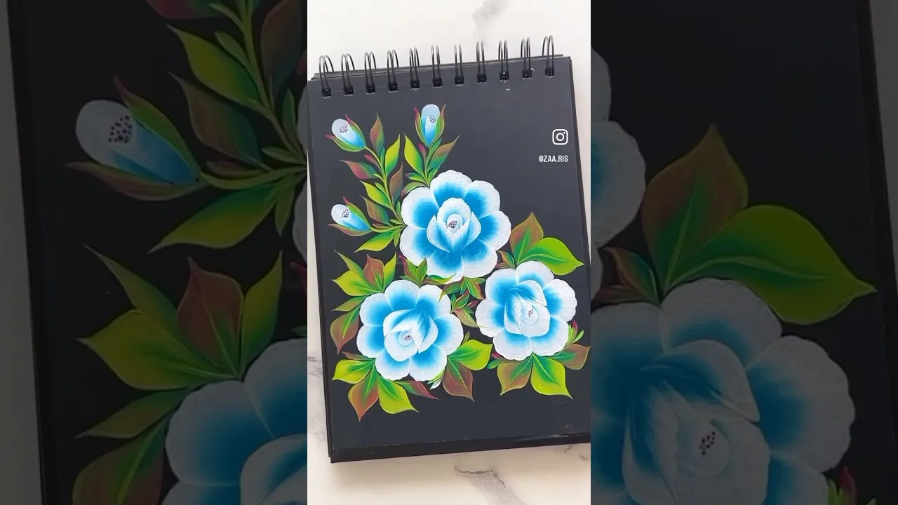 1362 💙💙🤍 WOW🫠BLUE Onestroke flowers 🎨🌿🫠🫶 #shorts #wow #blue