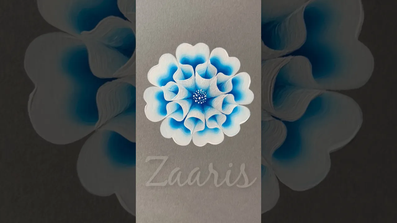 925 💙🤍🎨💯Beautiful BLUE Onestroke 3D flower painting using acrylic 🎨 #flowerpainting #shorts #art