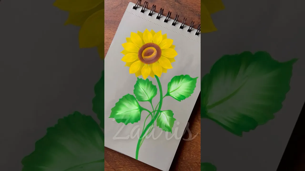 1131 🌻🫶💛🎨🌿💯🎉✨Easiest way to paint a SUNFLOWER 🎨🌿💯🎉✨💛🌼 #shorts