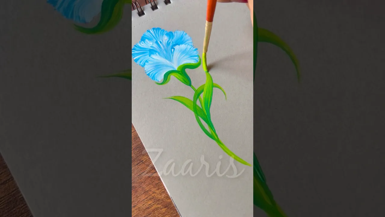 980 🩵🎨🌿💙Simple BLUE flower painting using acrylic 🎨 #flowerpainting #shorts #art