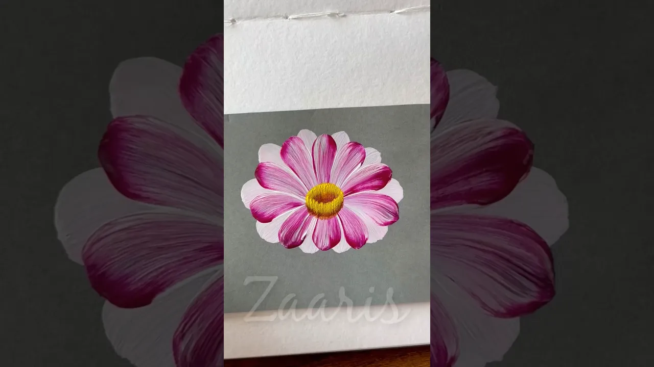 61 🌸How to paint a PINK flower using acrylic🖌️🎨#shorts #pinkflower #viral #howtopaint #acrylic #art
