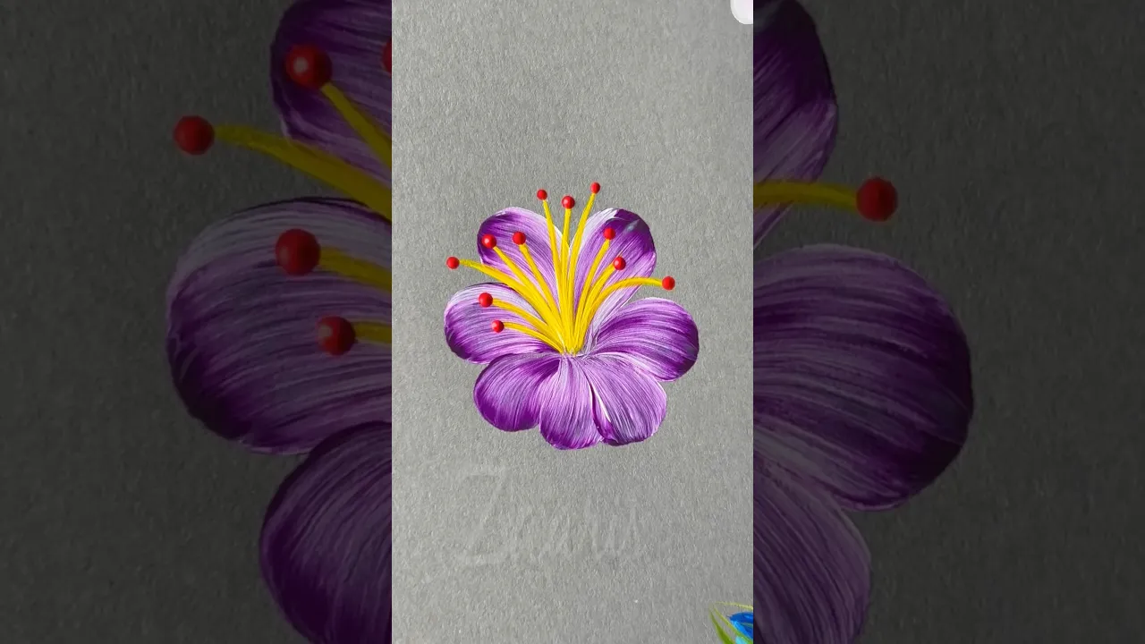 115 💜✨PURPLE flower🪻acrylic 🖌️🎨 #shorts #viral #purple #acrylic #beginners #floraart #acryliclesson