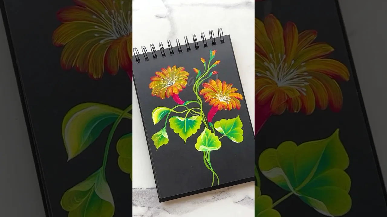 1326 🌺🫶Vibrant Flowers painting 🎨💯🤩🌿 #shorts