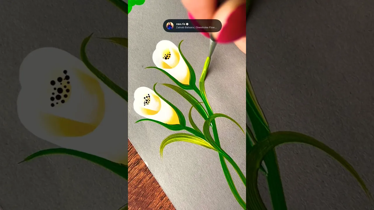 467 💛🖌️Gorgeous YELLOW buds, acrylic One Stroke painting technique 🫶🏻💛💯✅