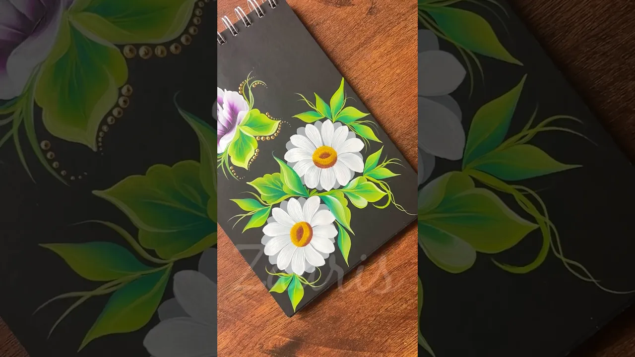 932 💚🎨💯🤍Simple WHITE DAISIES flower painting using acrylic 🎨
